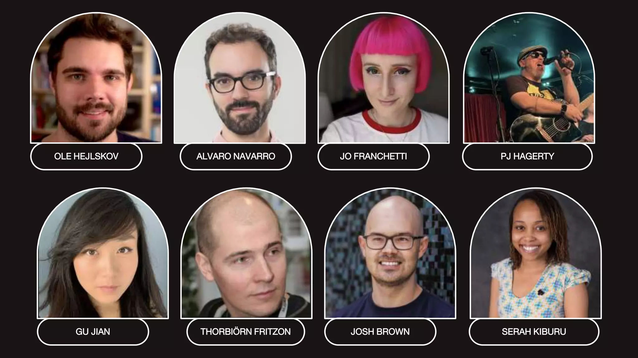 OLE HEJLSKOV ALVARO NAVARRO PJ HAGERTY
JO FRANCHETTI
GU JIAN THORBIÖRN FRITZON SERAH KIBURU
JOSH BROWN
 