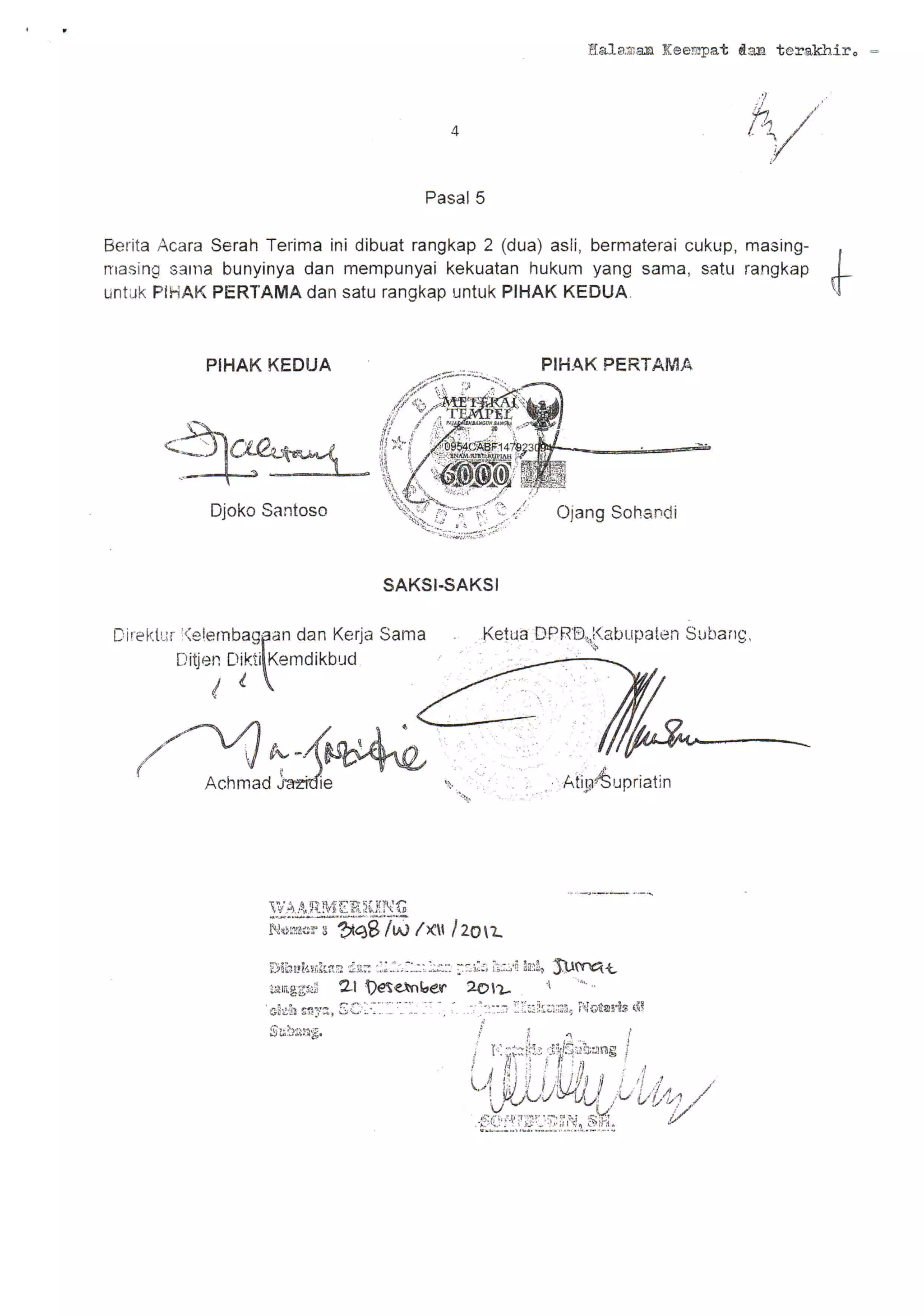 Contoh Berita Acara Serah Terima Tanah | PDF