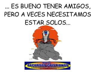 ... ES BUENO TENER AMIGOS, PERO A VECES NECESITAMOS ESTAR SOLOS... 