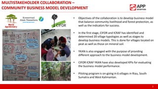 3
MULTISTAKEHOLDER COLLABORATION –
COMMUNITY BUSINESS MODEL DEVELOPMENT
• Objectives of the collaboration is to develop bu...