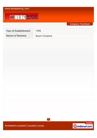 - Company Factsheet -


Year of Establishment   1998

Nature of Business      Buyer-Company
 