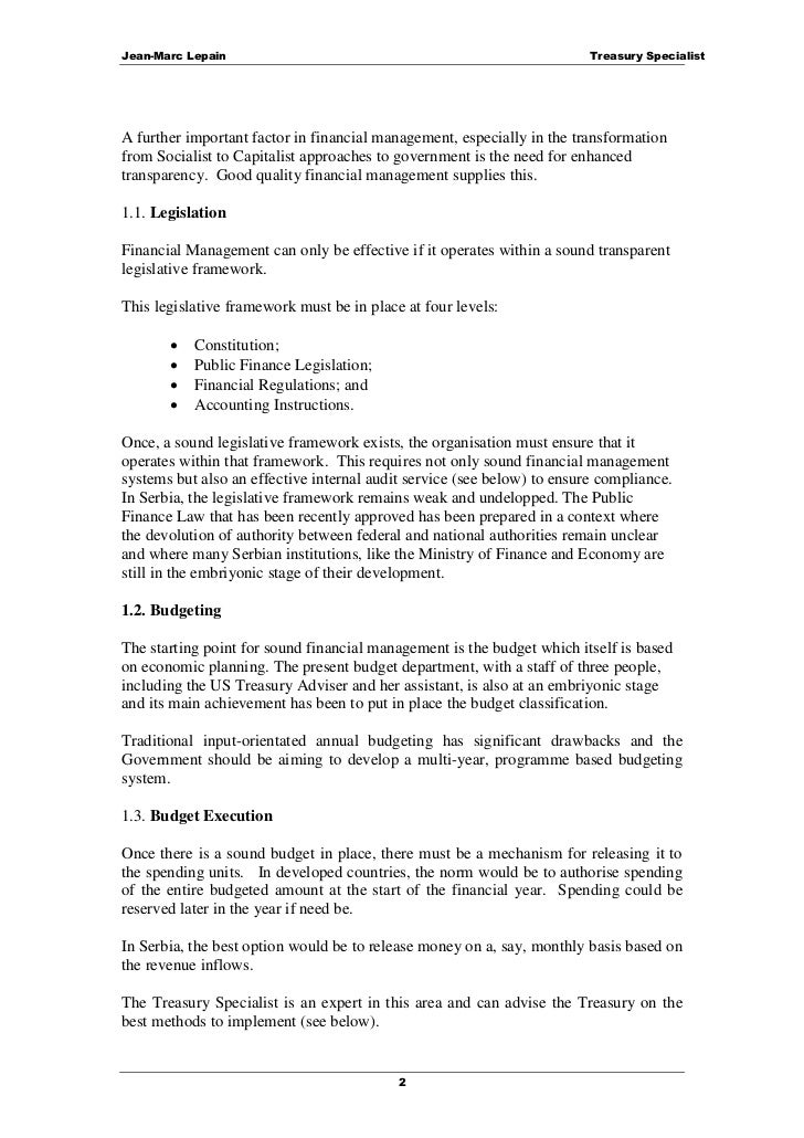Serbia Road Map For Develog Treasury Functions And Implementing T