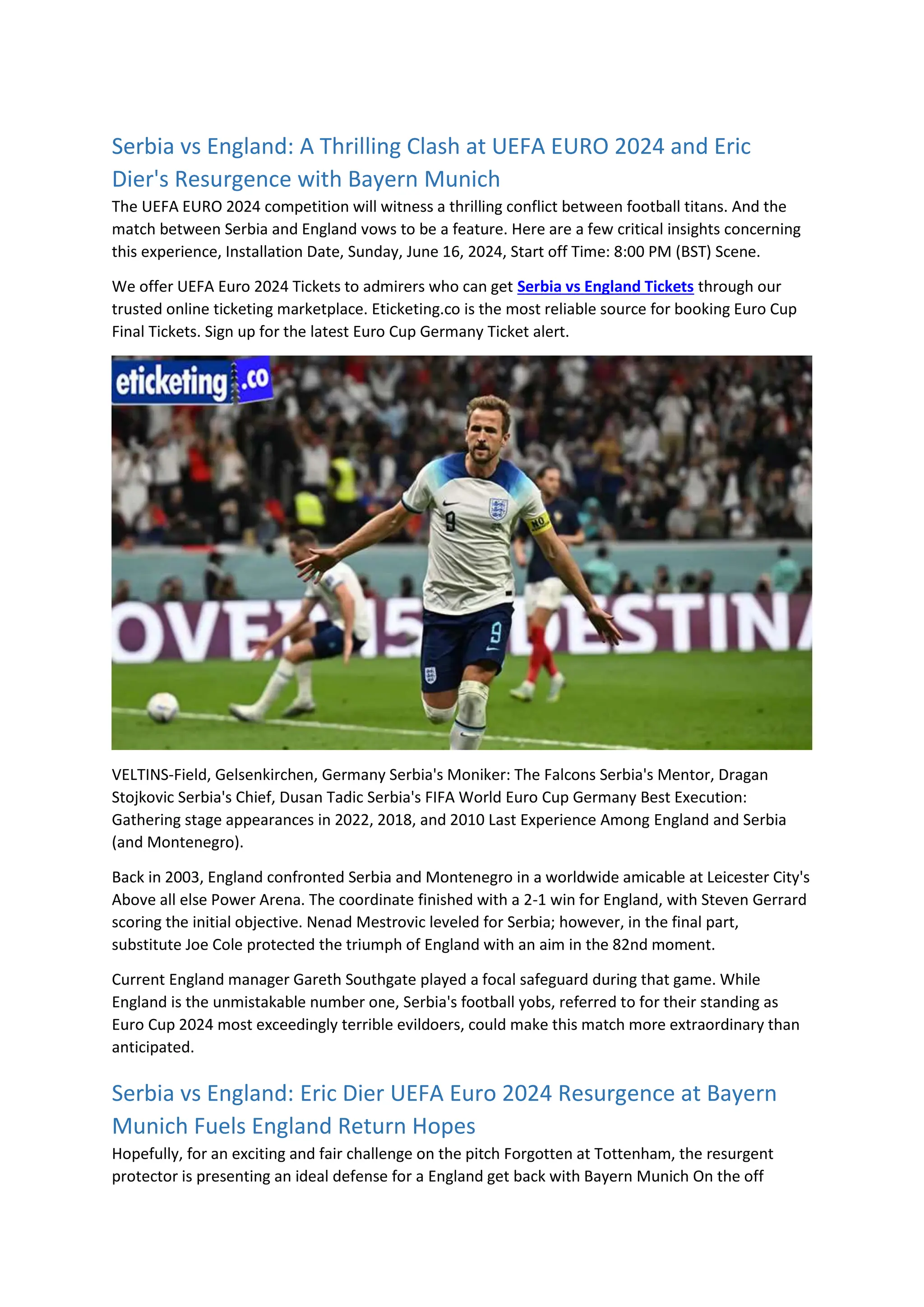 Serbia vs England A Thrilling Clash at UEFA EURO 2024 and Eric Dier's 