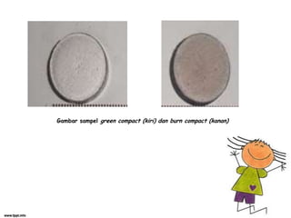 Gambar sampel green compact (kiri) dan burn compact (kanan)
 