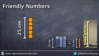 @MathletePearcewww.tapintoteenminds.com
275cm
=
25cm
25cm
25cm
Friendly Numbers
 