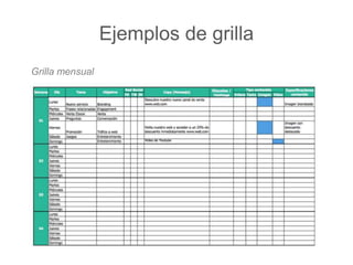 Ejemplos de grilla 
Grilla mensual 
 