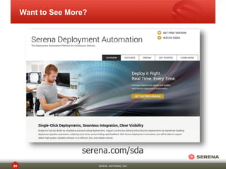Want to See More? 
serena.com/sda 
39 SERENA SOFTWARE, INC. 
 