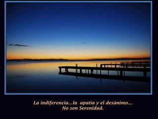 La indiferencia…la  apatía y el desánimo…No son Serenidad.