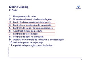 «=wìêáÅÜ=fåëìê~åÅÉ=`çãé~åó=iíÇ
NK mä~åÉà~ãÉåíç=ÇÉ=êçí~ë=
OK léÉê~´πÉë=ÇÉ=ÅçåíêçäÉ=ÇÉ=ÉãÄ~ä~ÖÉåë=
PK `çåíêçäÉ=Ç~ë=çéÉê~´πÉë=ÇÉ=íê~åëéçêíÉ=
QK `çåíêçäÉ=É=ã~åìíÉå´©ç=ÇÉ=íê~åëéçêíÉ
RK `çåíêçäÉ=ÇÉ=Å~êÖ~=L=ÇÉëÅ~êÖ~=çéÉê~´πÉë
SK ^=ê~ëíêÉ~ÄáäáÇ~ÇÉ=Çç=éêçÇìíç
TK `çåíêçäÉ=ÇÉ=íÉêÅÉáêáò~Ççë
UK `çåíêçäÉ=ÇÉ=ÄÉåë=åç=~êã~ò¨ã
VK léÉê~´©ç=É=`çåíêçäÉ=ÇÉ=^êã~ò¨ã=É=~êã~òÉå~ÖÉã
NMKl=ëáíÉ=ÇÉ=ÖÉëí©ç=ÇÉ=ëÉÖìê~å´~
NNK^=éçä∞íáÅ~=ÇÉ=éêçíÉ´©ç=Åçåíê~=áåÅÆåÇáçë
OŸ=m~êíÉ
j~êáåÉ=j~êáåÉ=j~êáåÉ=j~êáåÉ=dê~ÇáåÖdê~ÇáåÖdê~ÇáåÖdê~ÇáåÖ
U
 