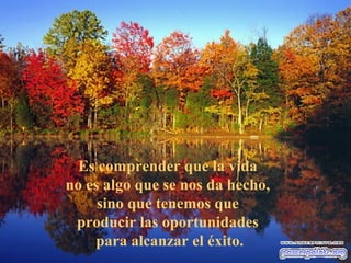Es comprender que la vida
no es algo que se nos da hecho,
     sino que tenemos que
 producir las oportunidades
    para alcanzar el éxito.
 