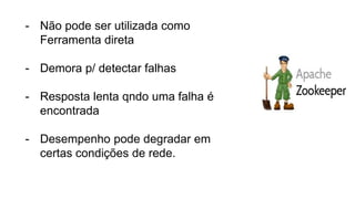 - Não pode ser utilizada como
Ferramenta direta
- Demora p/ detectar falhas
- Resposta lenta qndo uma falha é
encontrada
- Desempenho pode degradar em
certas condições de rede.
 