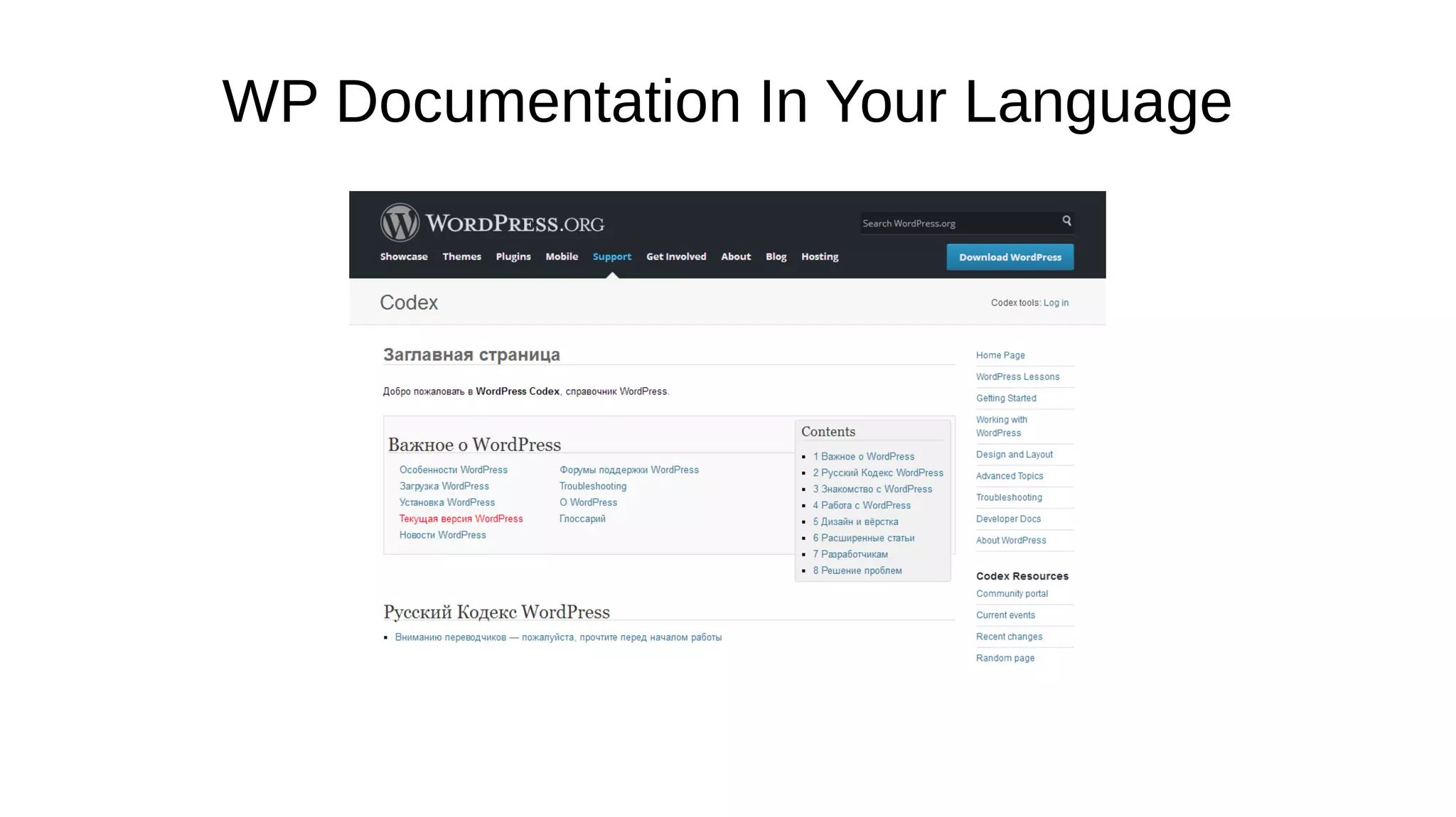 WP Documentation In Your Language 