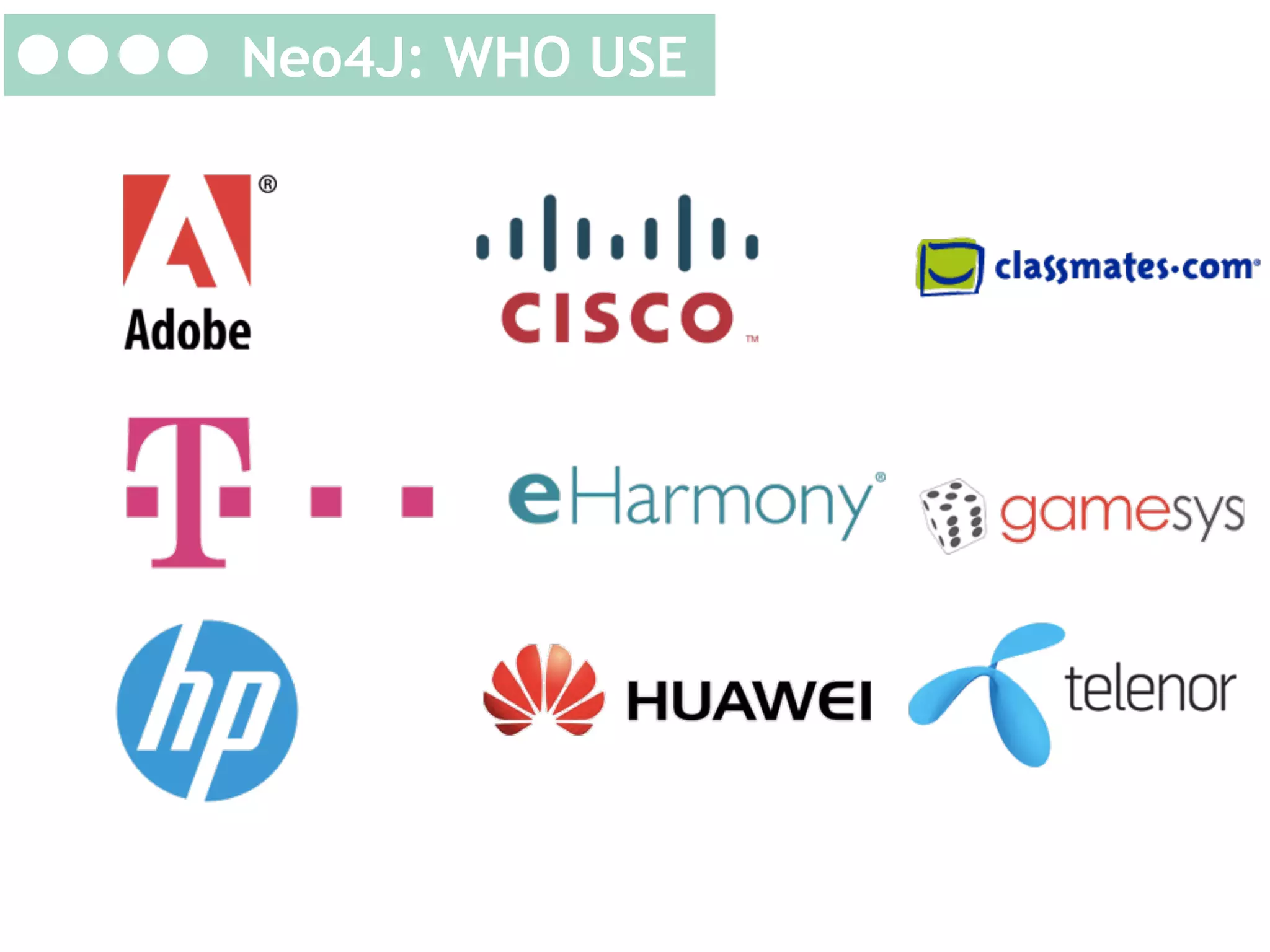 Neo4J:	
   who	
   use	
  
Neo4J: WHO USE
it	
  

 