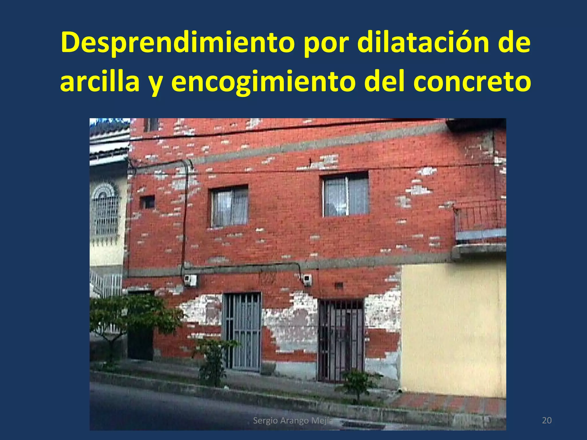 Desprendimiento por dilatación de
arcilla y encogimiento del concreto
20Sergio Arango Mejía
 