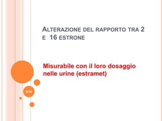 ALTERAZIONE DEL RAPPORTO TRA 2
E 16 ESTRONE
Misurabile con il loro dosaggio
nelle urine (estramet)
8/34
 