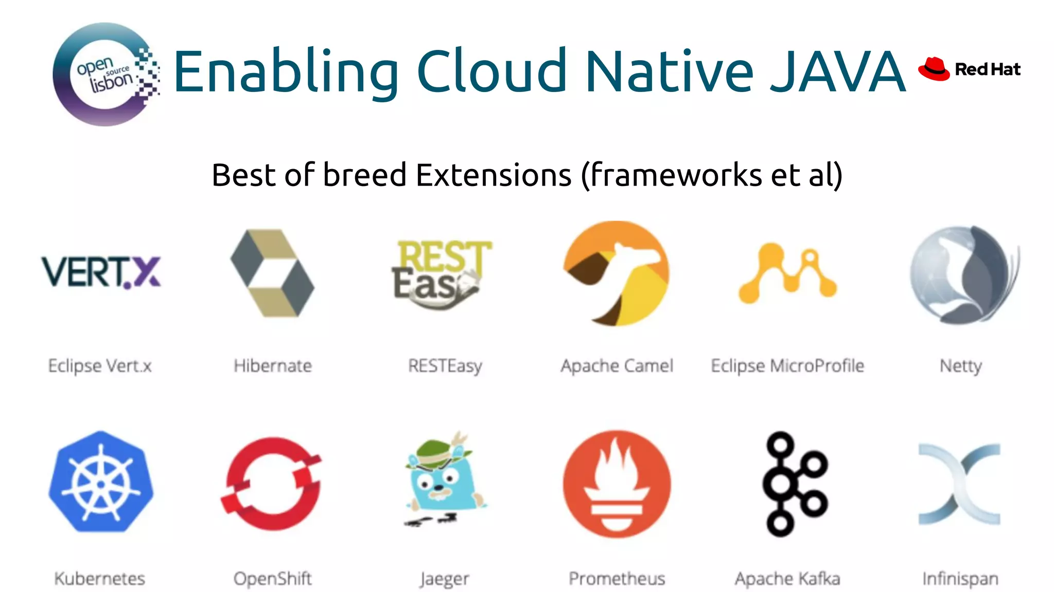 Enabling Cloud Native JAVA
Best of breed Extensions (frameworks et al)
 