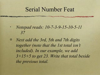 Serial Number Feat | PPT