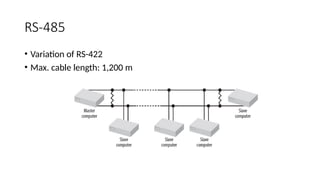 RS-485
• Variation of RS-422
• Max. cable length: 1,200 m
 