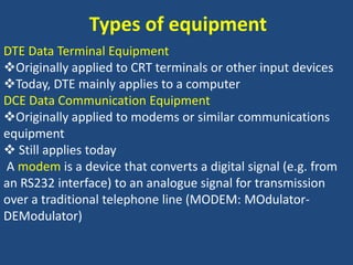 TRANSMISSION STARTS WITH ONE START BIT AND ONE OR MORE STOP BITS . THIS IS FRAMINGSerial Interfaces: RS-232DB25S is a 25 pin connector withfull RS-232 functionalityThe computer socket has a femaleouter casing with male connectingpinsThe terminating cable connectorhas a male outer casing withfemale connecting pins