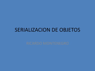 SERIALIZACION DE OBJETOS

    RICARDO MONTENEGRO
 