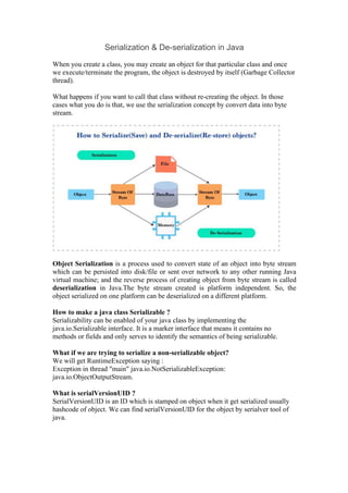 Serialization & De-serialization in Java | PDF | Free Download