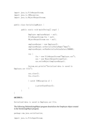 Serialization & De-serialization in Java | PDF