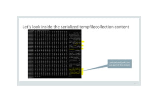 Let’s look inside the serialized tempfilecollection content
31
junk.txt and junk2.txt
are part of the stream
 