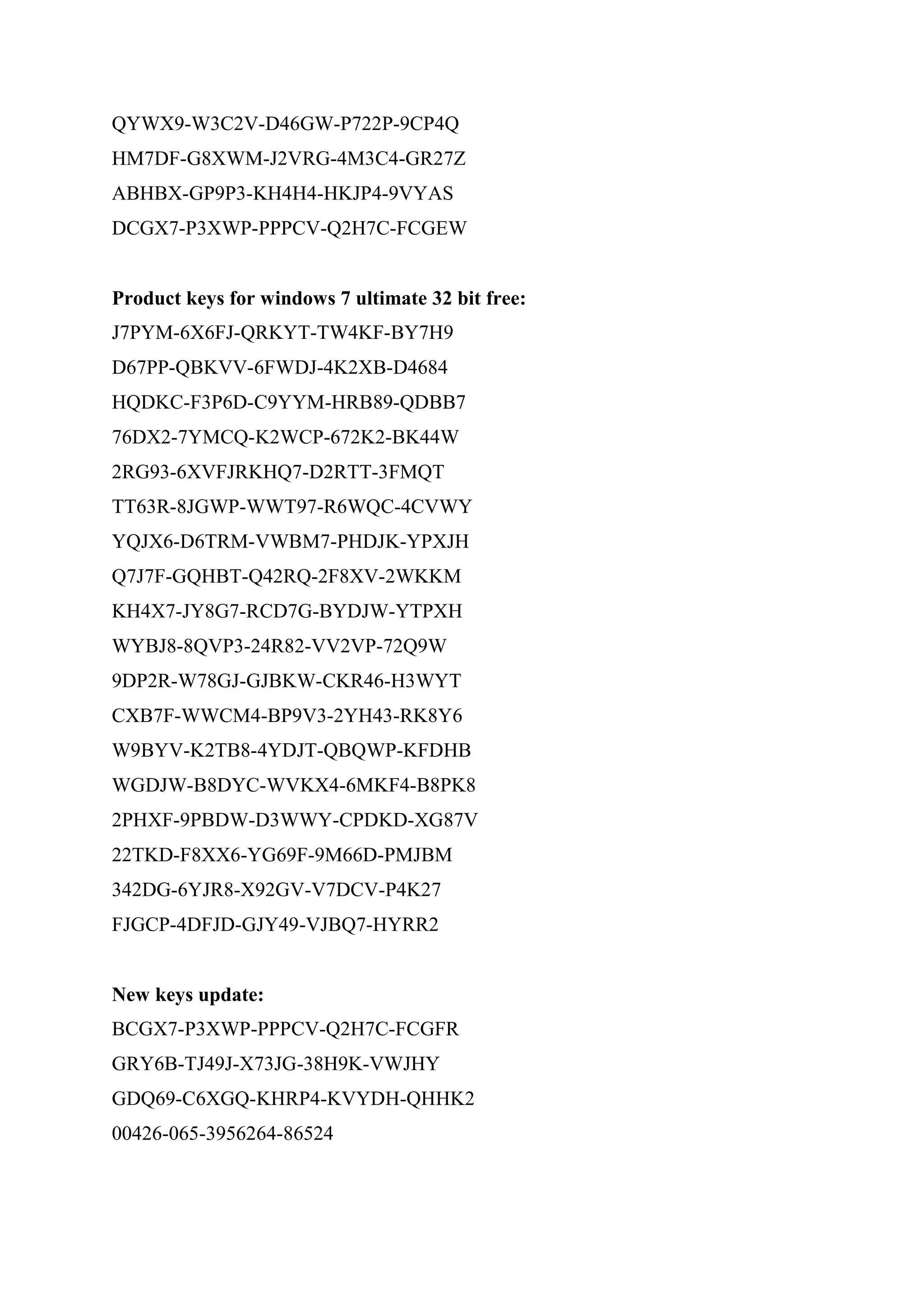 Serial Key Windows 7