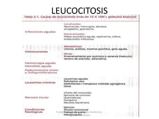 LEUCOCITOSIS
Fundamentos de Hematología, Guillermo J.
Arguelles 4a edición.
 