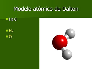 Modelo atómico de Dalton <ul><li>H 2  0 </li></ul><ul><li>H 2 </li></ul><ul><li>O </li></ul>