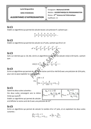 Serie algos approximationx | PDF