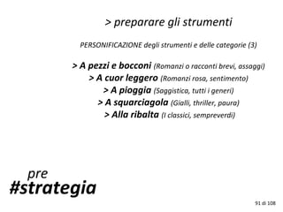 #strategia
pre
> preparare gli strumenti
PERSONIFICAZIONE degli strumenti e delle categorie (3)
> A pezzi e bocconi (Roman...