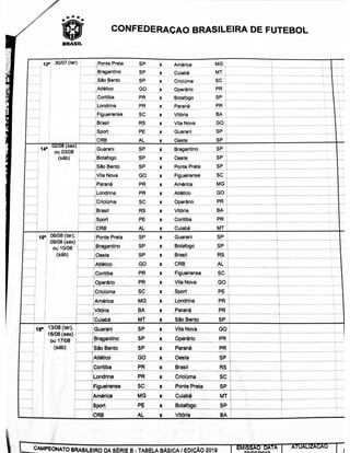 Tabela do Brasileirão Série B 2019
