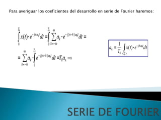 Para averiguar los coeficientes del desarrollo en serie de Fourier haremos:
 