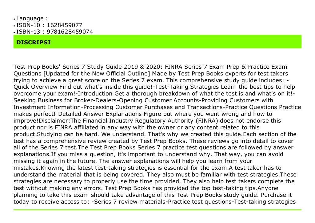 Read Series 7 Study Guide 2019 & 2020 FINRA Series 7 Exam Prep