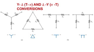 Y- ∆ (T- 𝜋) AND ∆ -Y (𝜋 -T)
CONVERSIONS
 