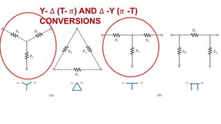 Y- ∆ (T- 𝜋) AND ∆ -Y (𝜋 -T)
CONVERSIONS
 