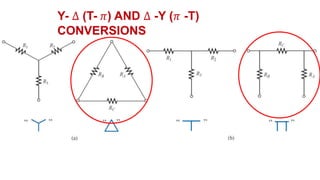 Y- ∆ (T- 𝜋) AND ∆ -Y (𝜋 -T)
CONVERSIONS
 