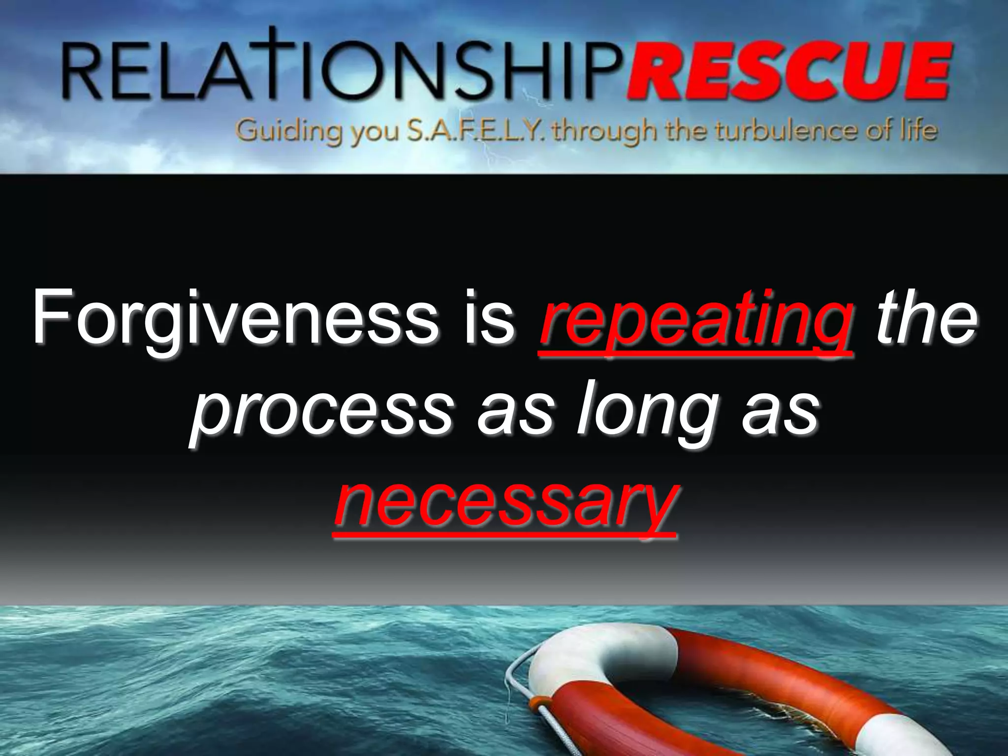 Forgiveness is repeating the
process as long as
necessary
 