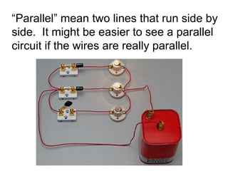 “ Parallel” mean two lines that run side by side.  It might be easier to see a parallel circuit if the wires are really parallel. 