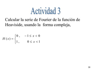 30Actividad 3Calcular la serie de Fourier de la función de Heaviside, usando la  forma compleja, 