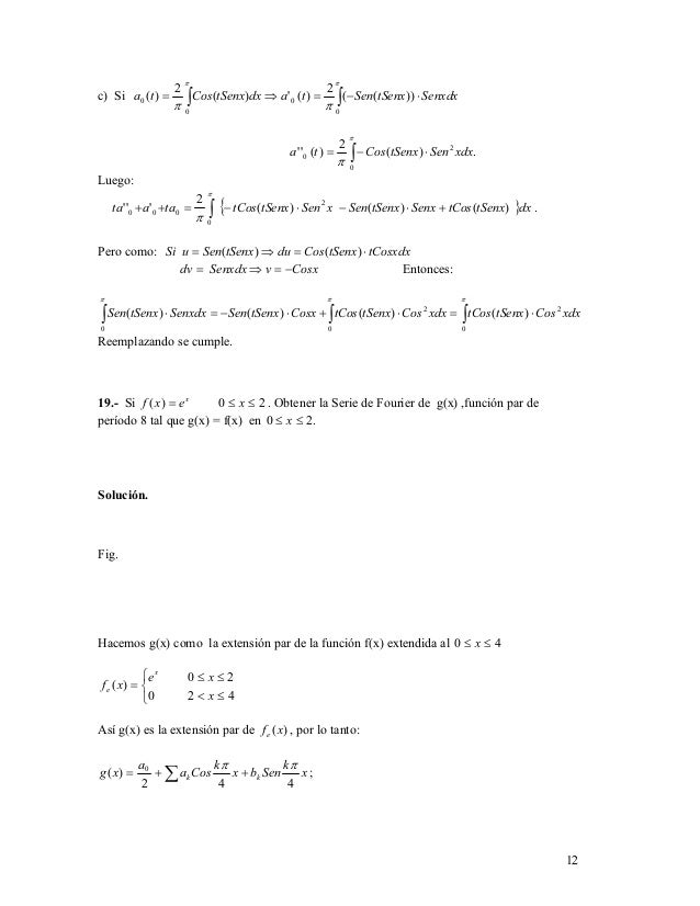 Series De Fourier 22 Ejercicios Resueltos