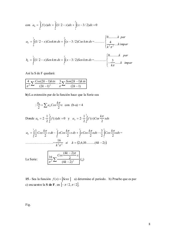 Series De Fourier 22 Ejercicios Resueltos