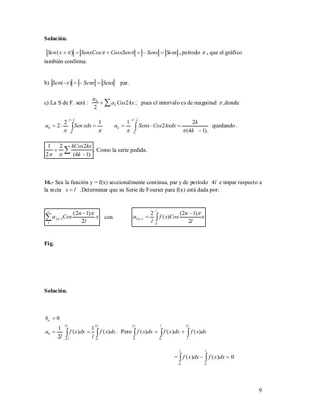Series De Fourier 22 Ejercicios Resueltos