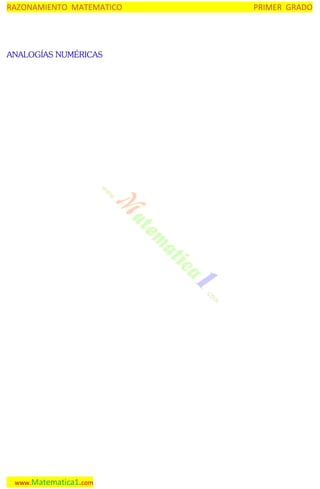 RAZONAMIENTO MATEMATICO

ANALOGÍAS NUMÉRICAS

www.Matematica1.com

PRIMER GRADO

 