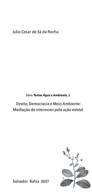 Julio Cesar de Sá da Rocha




       Série Textos Água e Ambiente, 1

 Direito, Democracia e Meio Ambiente:
Mediação de interesses pela ação estatal




Salvador Bahia 2007
 