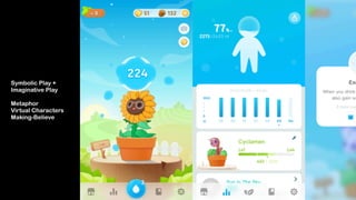 Symbolic Play +  
Imaginative Play 
 
Metaphor 
Virtual Characters
Making-Believe
 