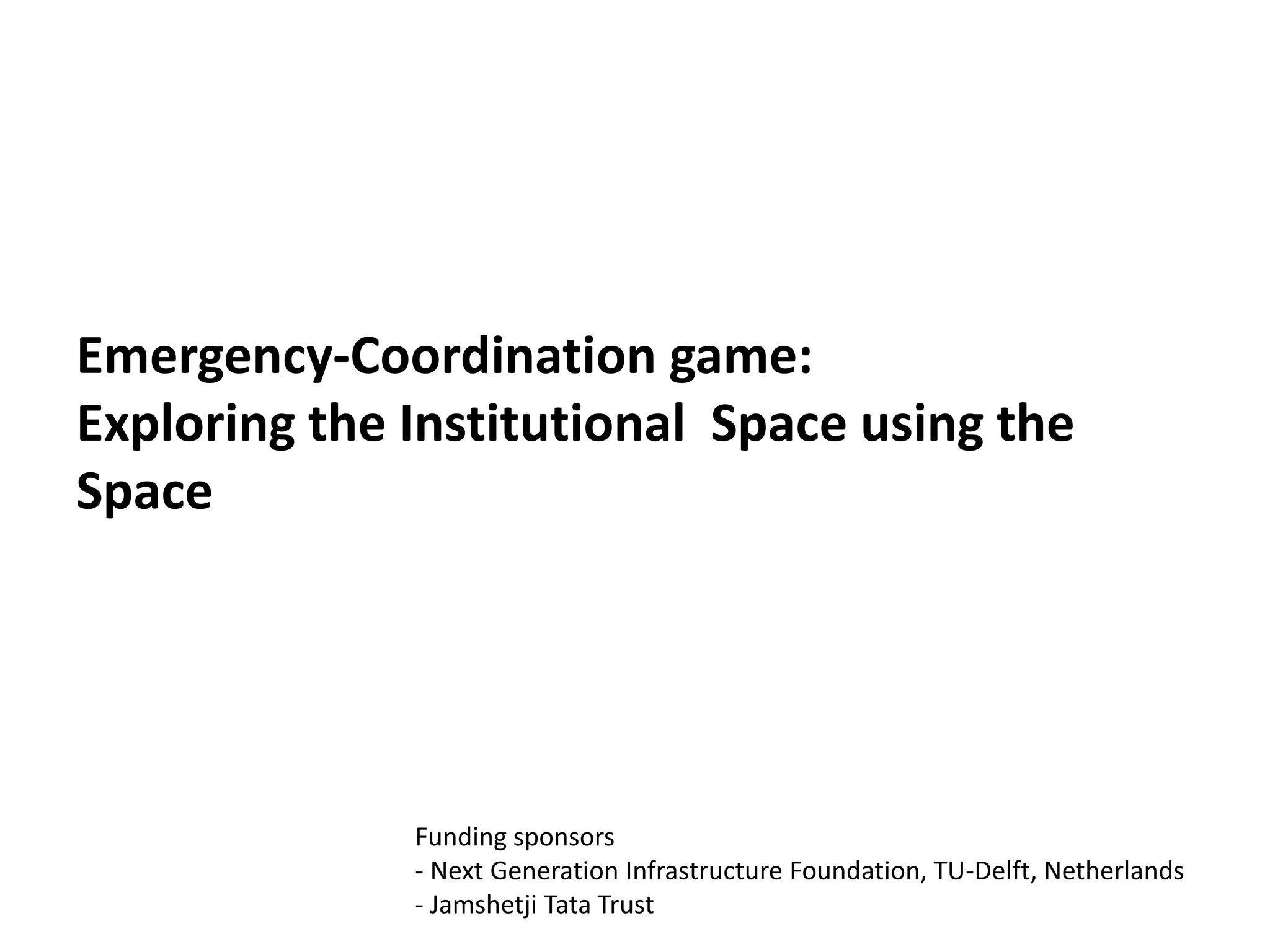 Eswaran Subrahmanian - Serious Games in Complex Design of Urban Systems ...