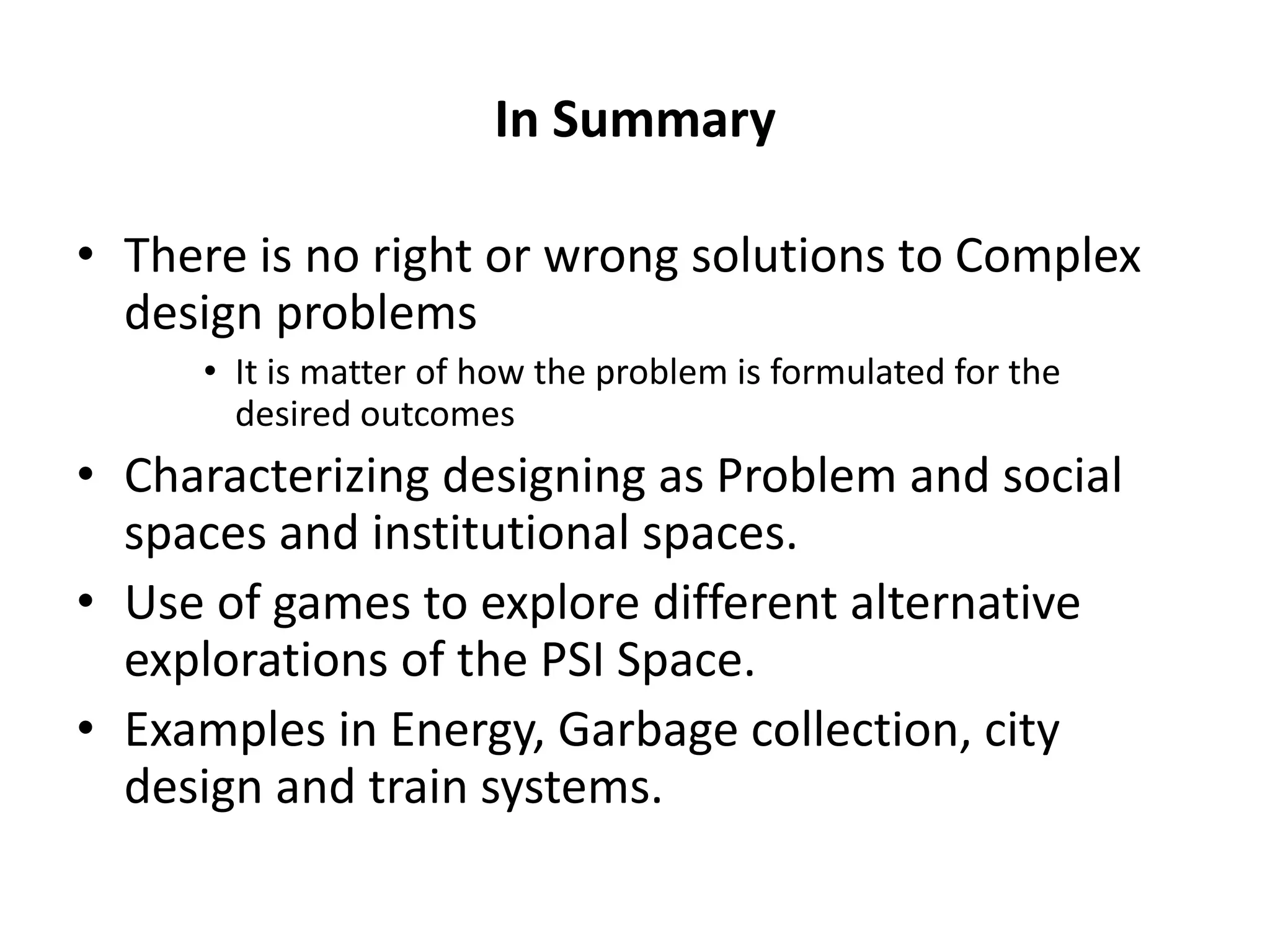 Eswaran Subrahmanian - Serious Games in Complex Design of Urban Systems ...