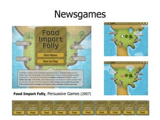 Newsgames




Food Import Folly, Persuasive Games (2007)
 